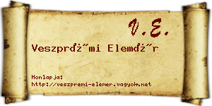 Veszprémi Elemér névjegykártya