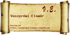 Veszprémi Elemér névjegykártya
